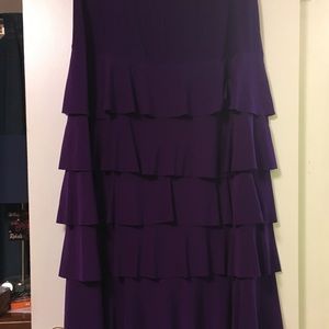 Paniz Dark Purple Layered Ruffle Skirt XL